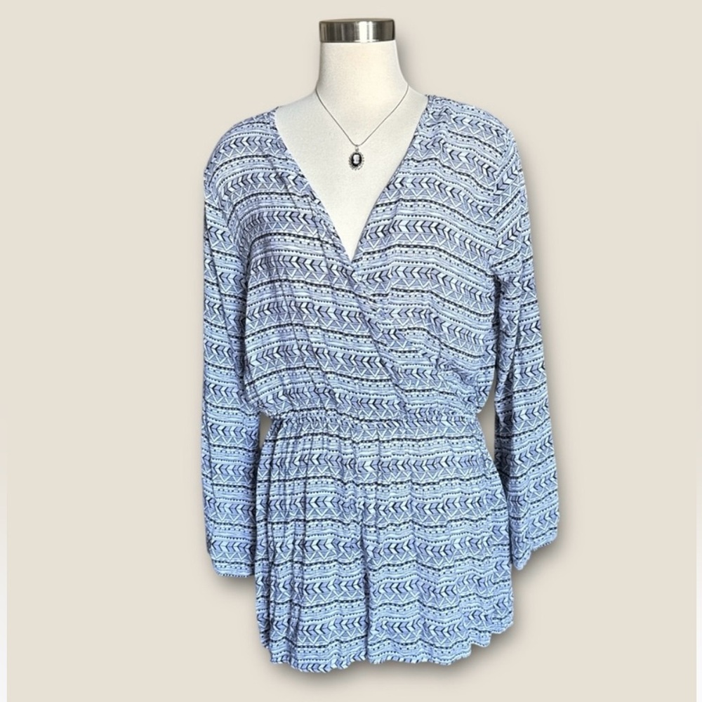 La Vie En Rose Light Blue Patterned romper